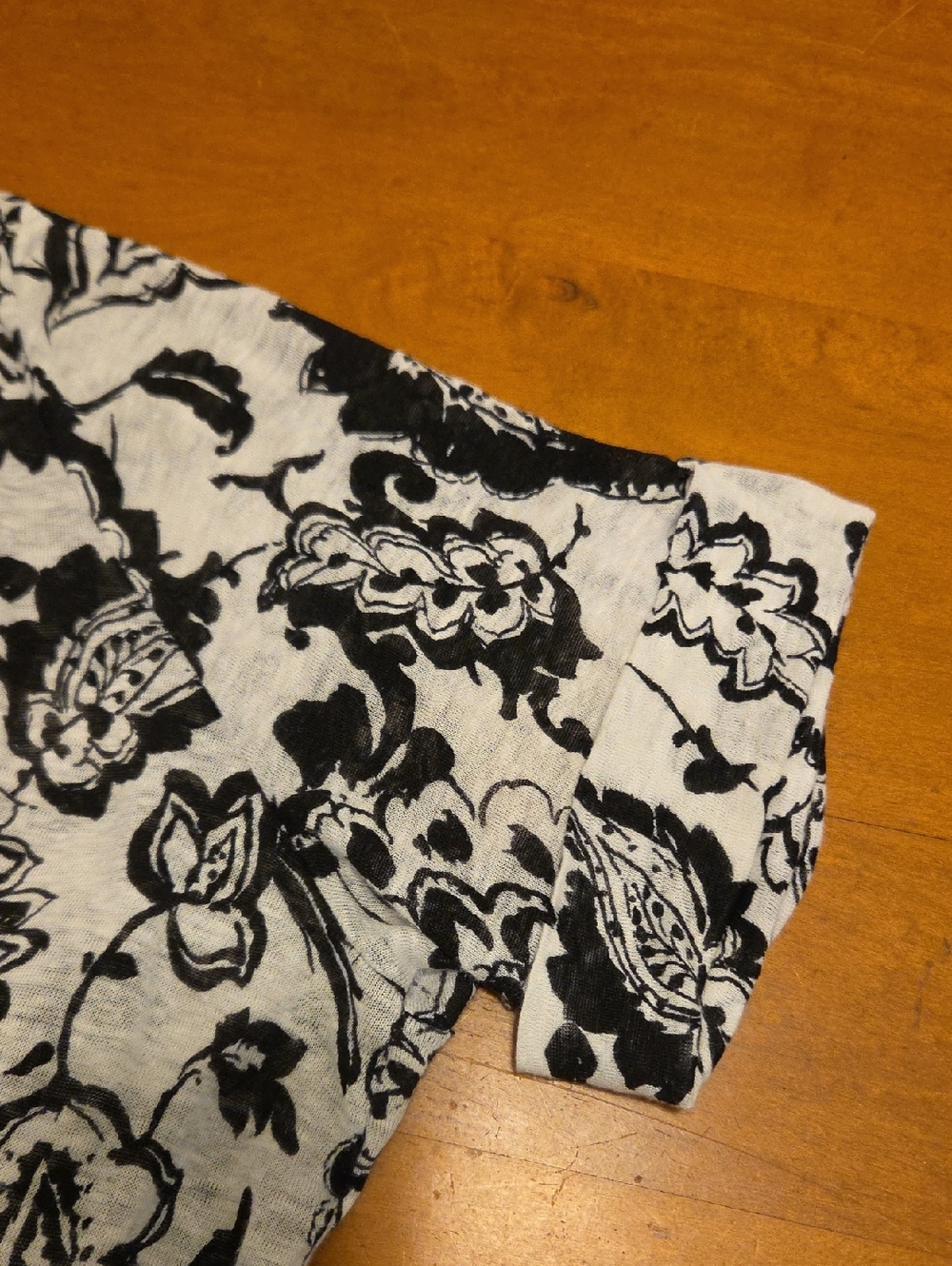Ralph Lauren Black and White Floral Linen Short Sleeve Tee Size 2X - Picture 5 of 8